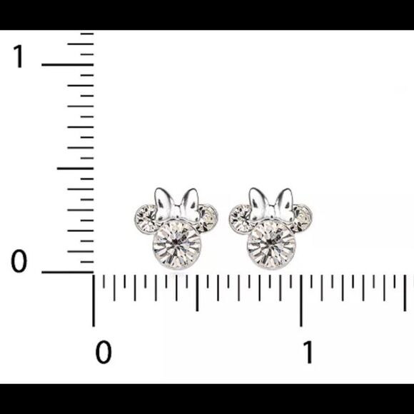 NWT Minnie Mouse Clear Crystal Stud in Sterling Silver with Bonus Trinket Box - Picture 6 of 7